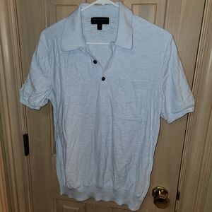 Mens Sz M Banana Republic Knit Light Pale Blue Polo Shirt